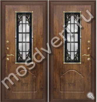 Эксклюзивная металлическая дверь со стеклом и ковкой - купить от производителя Мосдвери Эксклюзивная металлическая дверь со стеклом и ковкой